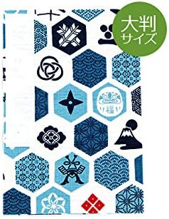 【大判】御朱印帳(納経帖) 亀甲家紋和柄(白)　ネコポス送料無料